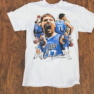 Luke Doncic gamechangerWhite Graphic T-Shirt with Blue and Black Design